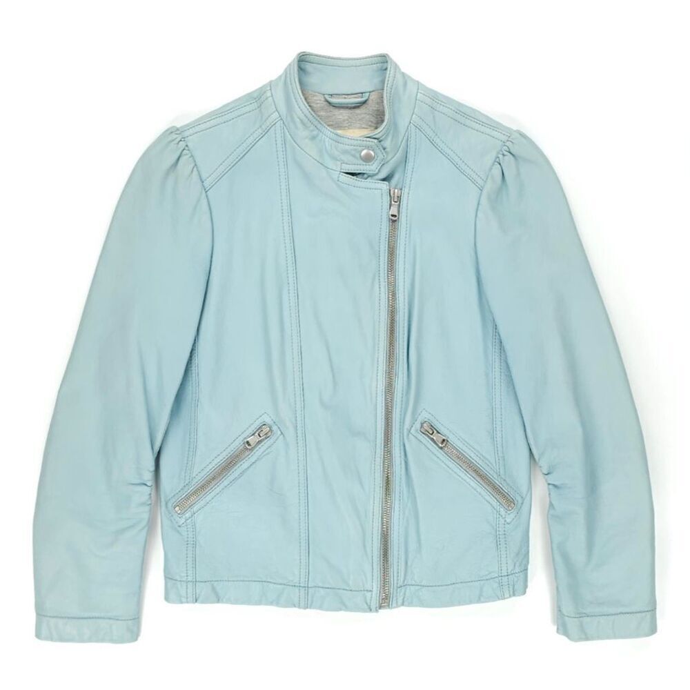 REBECCA TAYLOR Garment Washed Leather Jacket Preppy Downtown Girl Boho Minimal